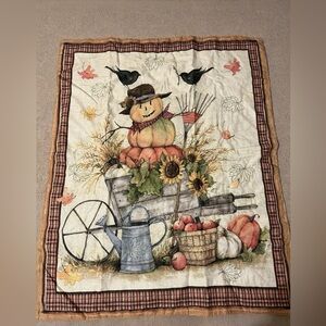 Fall Pumpkin Scarecrow Harvest Wall Tapestry/ Lap Quilt